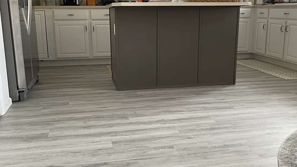 Waterproof luxury vinyl flooring in a kitchen